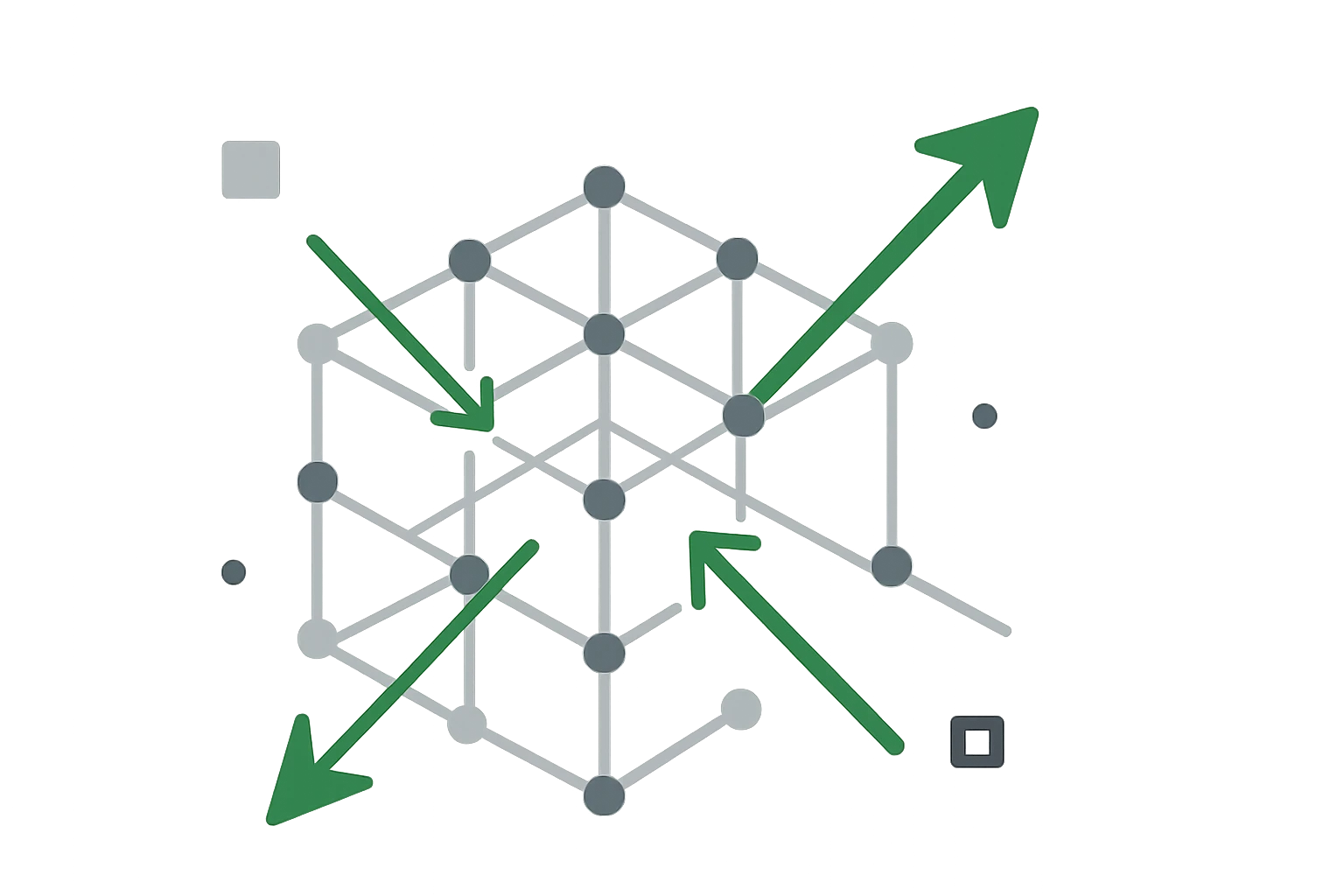 Ilustrační vizualizace vektorové databáze